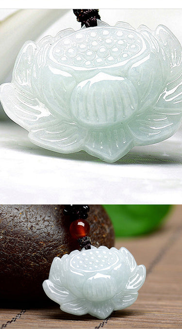 Handmade Carved Bodhi Root Lotus Flower Pendant Necklace